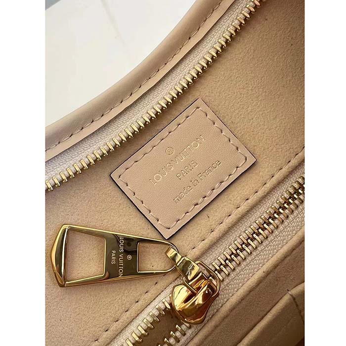 Louis Vuitton Women LV CarryAll PM Handbag Crème Beige Embossed Supple Grained Cowhide (9)