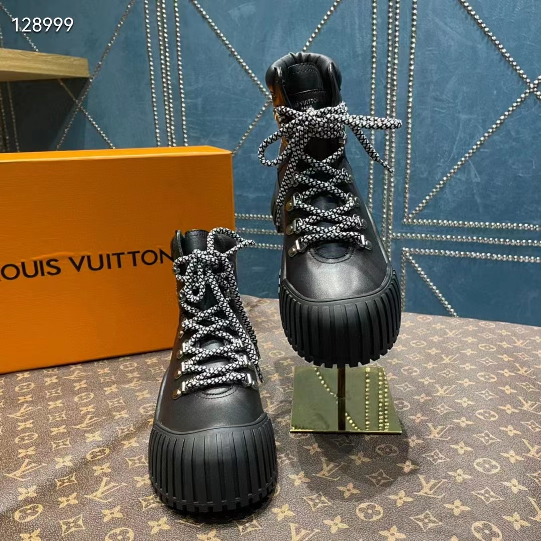 Louis Vuitton Women LV Ruby Flat Ranger Black Calf Leather Bicolor