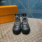 Louis Vuitton Women LV Ruby Flat Ranger Black Calf Leather Bicolor Laces Rubber – Image 6