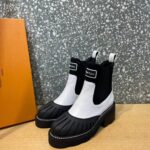 Louis Vuitton Women LV Ruby Flat Ranger Boot White Calf Leather Rubber Outsole – Image 5