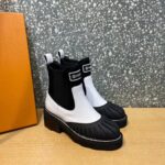 Louis Vuitton Women LV Ruby Flat Ranger Boot White Calf Leather Rubber Outsole – Image 3