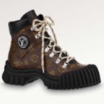 Louis Vuitton Women LV Ruby Flat Ranger Cacao Brown Patent Monogram Canvas Calf