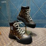 Louis Vuitton Women LV Ruby Flat Ranger Cacao Brown Patent Monogram Canvas Calf – Bild 3