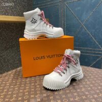 Louis Vuitton Women LV Ruby Flat Ranger White Calf Leather Bicolor Laces Rubber (11)