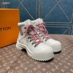 Louis Vuitton Women LV Ruby Flat Ranger White Calf Leather Bicolor Laces Rubber - Image 2