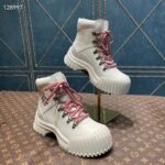 Louis Vuitton Women LV Ruby Flat Ranger White Calf Leather Bicolor Laces Rubber - Image 3