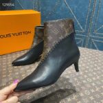 Louis Vuitton Women LV Signature Ankle Boot Black Calf Leather Patent Monogram Canvas - Imagen 6