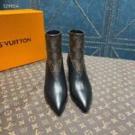 Louis Vuitton Women LV Signature Ankle Boot Black Calf Leather Patent Monogram Canvas - Imagen 3