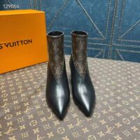 Louis Vuitton Women LV Signature Ankle Boot Black Calf Leather Patent Monogram Canvas (6)