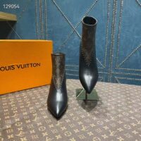 Louis Vuitton Women LV Signature Ankle Boot Black Calf Leather Patent Monogram Canvas (6)