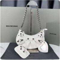 Balenciaga Women BB Le Cagole XS Shoulder Bag White Arena Lambskin (7)