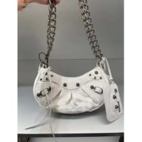 Balenciaga Women BB Le Cagole XS Shoulder Bag White Arena Lambskin (7)