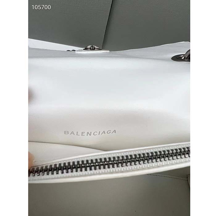 Balenciaga Women Crush Small Chain Bag Quilted White Crushed Calfskin Aged-Silver Hardware (10)