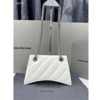 Balenciaga Women Crush Small Chain Bag Quilted White Crushed Calfskin Aged-Silver Hardware (5)
