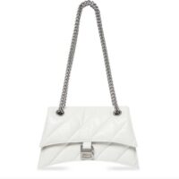 Balenciaga Women Crush Small Chain Bag Quilted White Crushed Calfskin Aged-Silver Hardware (5)