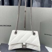 Balenciaga Women Crush Small Chain Bag Quilted White Crushed Calfskin Aged-Silver Hardware (5)