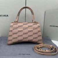 Balenciaga Women Hourglass Small Handbag Beige Brown BB Monogram Coated Canvas (5)