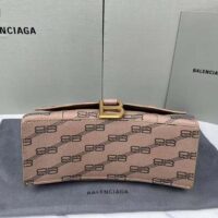 Balenciaga Women Hourglass Small Handbag Beige Brown BB Monogram Coated Canvas (5)