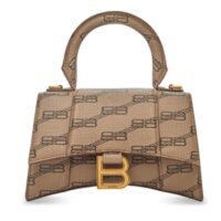 Balenciaga Women Hourglass XS Handbag Beige Brown BB Monogram Coated Canvas (5)