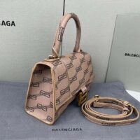 Balenciaga Women Hourglass XS Handbag Beige Brown BB Monogram Coated Canvas (5)