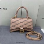 Balenciaga Women Hourglass XS Handbag Beige Brown BB Monogram Coated Canvas – Image 2