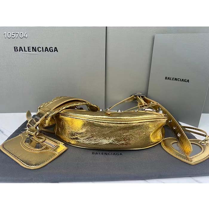 Balenciaga Women Le Cagole XS Shoulder Bag Gold Metallized Arena Lambskin (1)