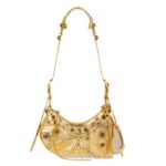 Balenciaga Damen Le Cagole XS Schultertasche Gold Metallized Arena Lammleder
