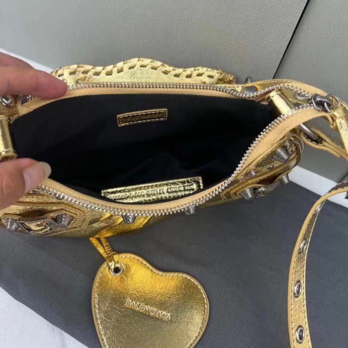 Balenciaga Women Le Cagole XS Shoulder Bag Gold Metallized Arena Lambskin (3)