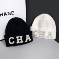 Chanel Unisex CC Ahead Beanie One Size Black Cashmere0