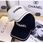 Chanel Unisex CC Einheitsgröße Schwarz Weiß Baumwollhut