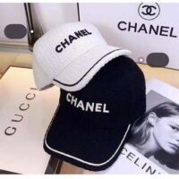 Chanel Unisex CC One Size Black White Cotton Hat (2)