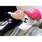 Chanel Unisex CC One Size White Black Cashmere Wool Hat - Image 4