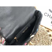Chanel Women CC 19 Flap Bag Goatskin Gold Silver-Tone Metal Multicolor Black
