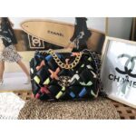 Chanel Women CC 19 Flap Bag Goatskin Gold Silver-Tone Metal Multicolor Black - Image 2