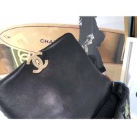 Chanel Women CC 19 Flap Bag Goatskin Gold Silver-Tone Metal Multicolor Black