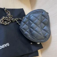 Chanel Women CC Heart Shape Bag Black Calfskin Leather Gold-Tone Metal (1)