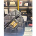 Chanel Women CC Heart Shape Bag Black Calfskin Leather Gold-Tone Metal – Image 10
