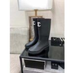 Chanel Women CC High Boots Caoutchouc Leather Black - Imagen 7