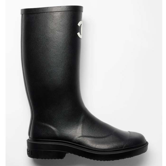 Chanel Women CC High Boots Caoutchouc Leather Black - LULUX