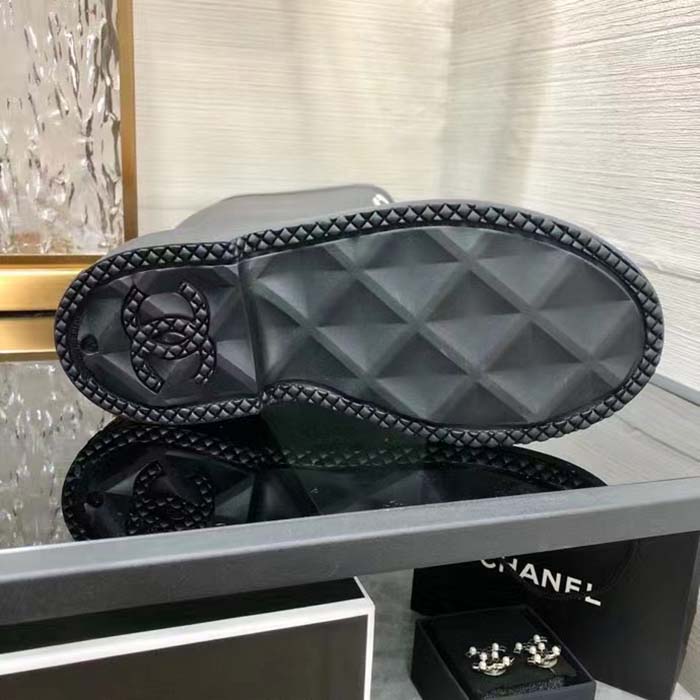 Chanel Women CC High Boots Caoutchouc Leather Black (5)