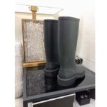 Chanel Women CC High Boots Caoutchouc Leather Black - Imagen 9