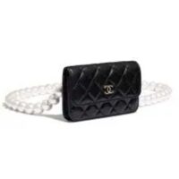 Chanel Women CC Shoulder Flap Bag Artificial Pearl Chain Calfskin Leather (22)