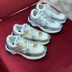 Chanel Women CC Sneakers Fabric Laminated White Silver 1 Cm Heel – Bild 12