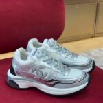 Chanel Women CC Sneakers Fabric Laminated White Silver 1 Cm Heel – Bild 2