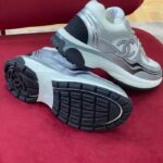 Chanel Women CC Sneakers Fabric Laminated White Silver 1 Cm Heel – Bild 6