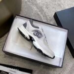 Chanel Women CC Sneakers Fabric & Suede Calfskin Ivory Light Gray & White 1 Cm Heel - Image 4