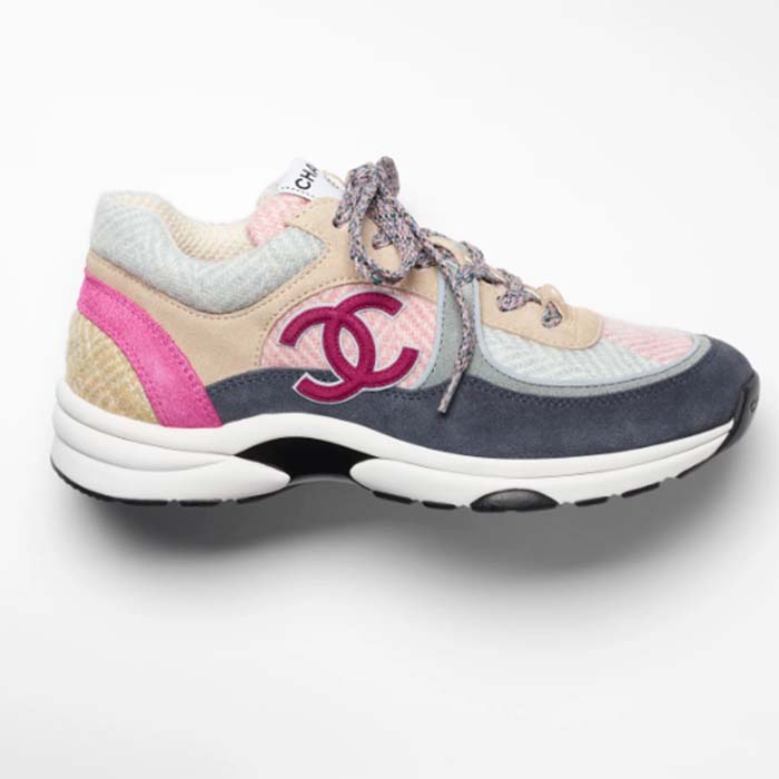 Chanel Women CC Sneakers Fabric & Suede Calfskin Multicolor 1 Cm Heel