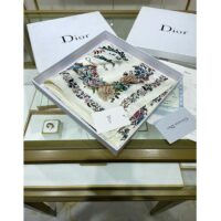 Dior CD Women Jardin D’Hiver 90 Square Scarf White Multicolor Silk Twill (9)