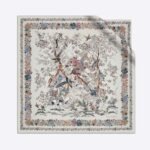 Dior CD Donna Jardin D'Hiver 90 Sciarpa Quadrata in Twill di Seta Bianco Multicolore