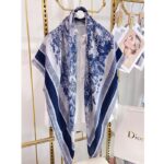 Dior CD Women Toile De Jouy Sauvage Square 90 Scarf Ivory Navy Blue Silk Twill - immagine 5